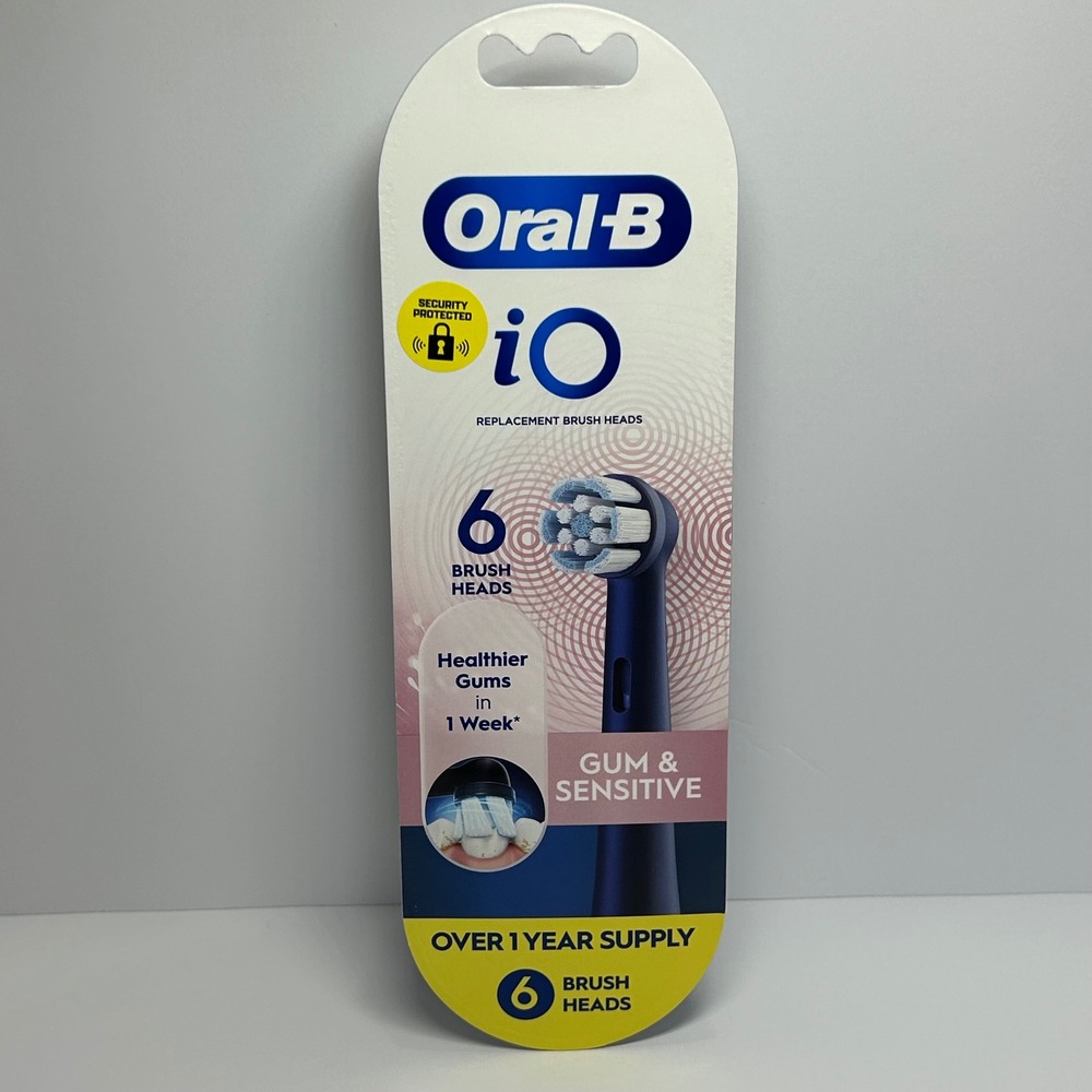 Oral-B iO Gum & Sensitive Replacement Brush Heads Black 6 Count 1 Year Supply
